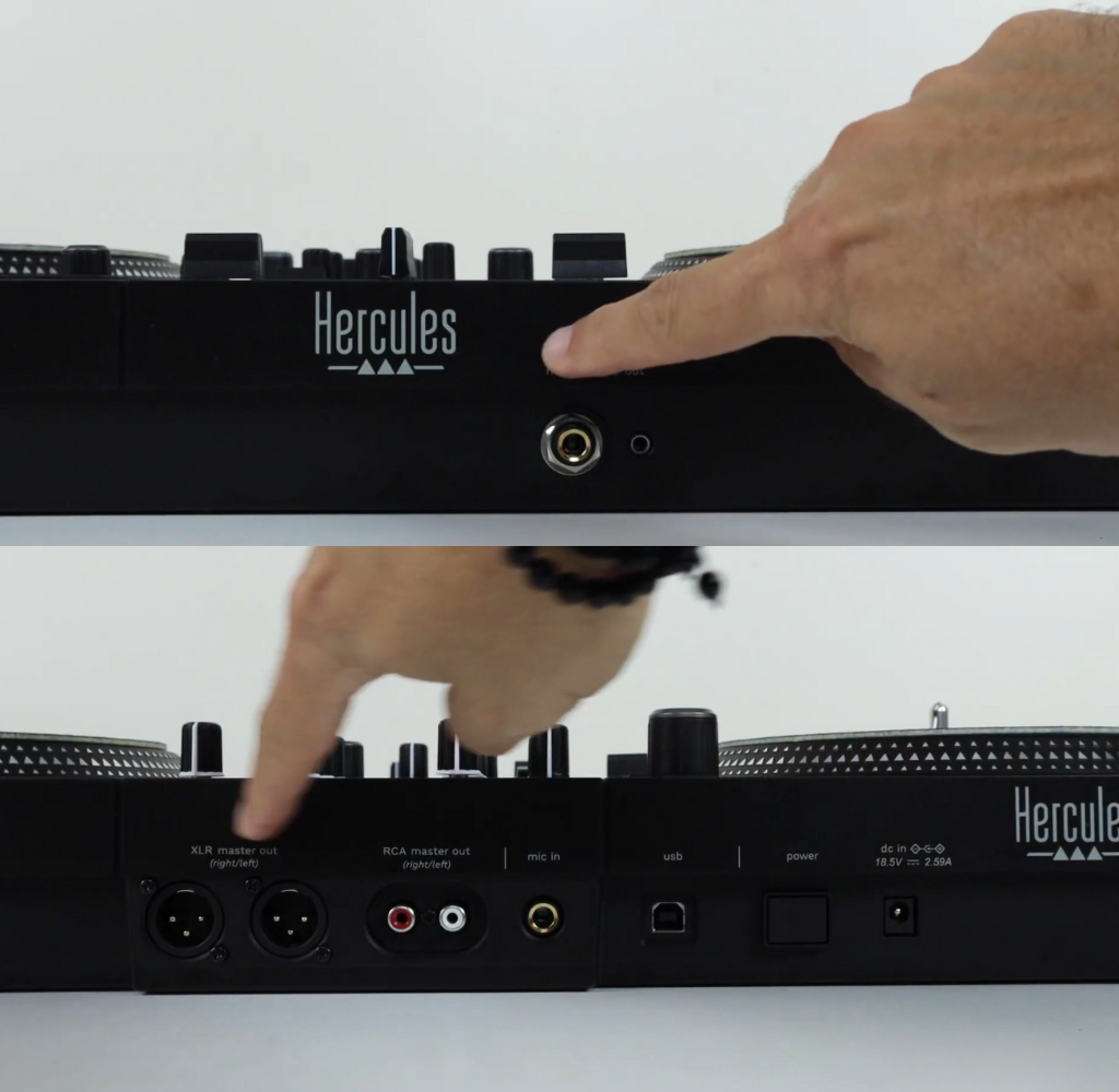 Panel de conexión de HERCULES DJ CONTROL INPULSE T7